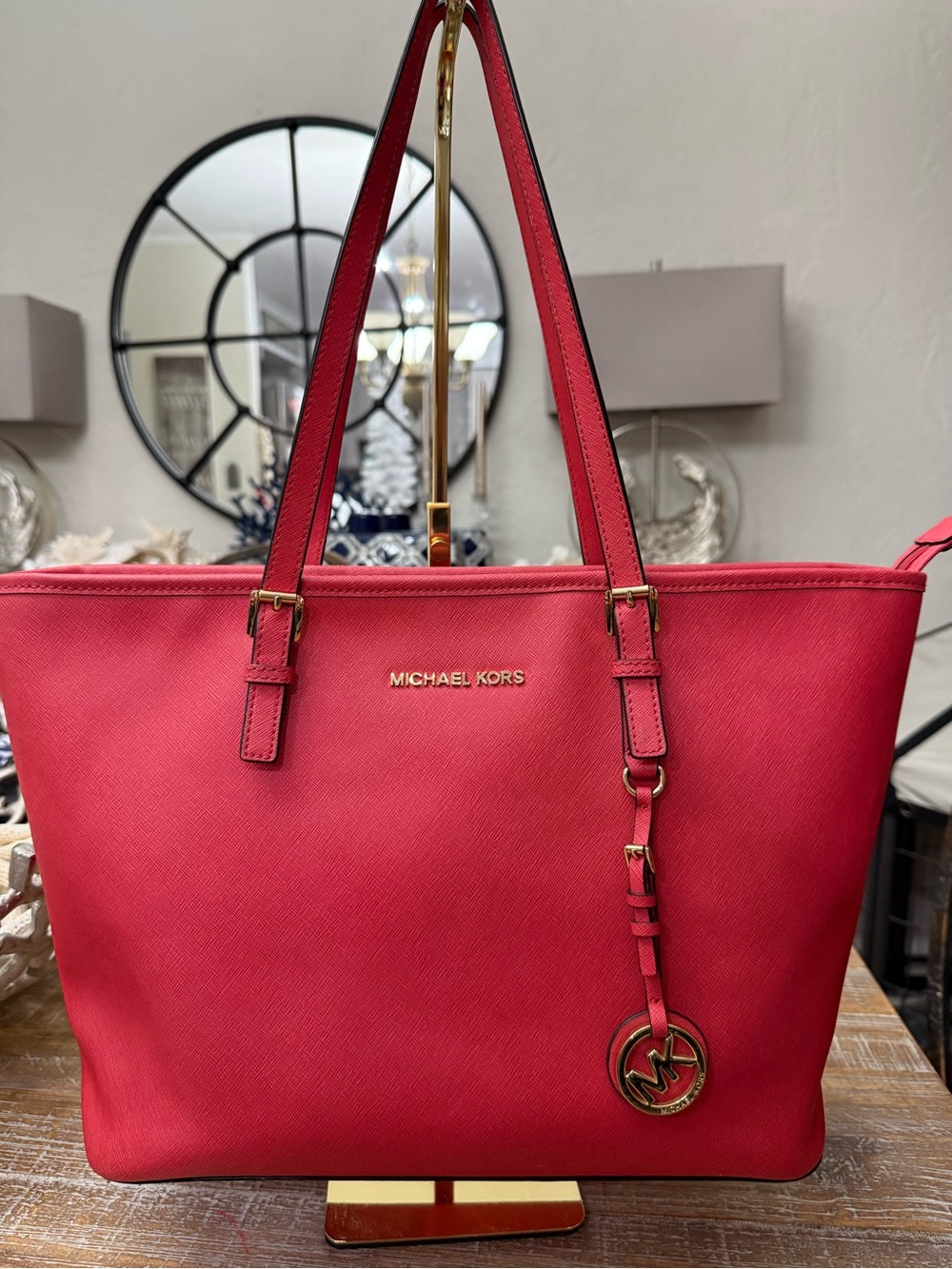 Michael Kors CORAL Saffiano Leather Tote Bag, 14” x 10” x 6”. EUC